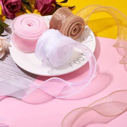 3 Rolls Polyester Iridescent Fishtail Ribbon Glittering Chiffon Ribbons voor DIY Crafts Bow Wedding Bouquet Wrap Kranten Decoratie,10m(9.14m)/Roll 5