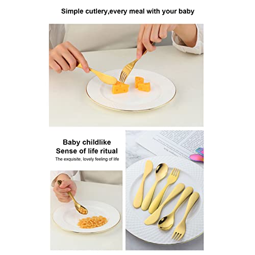 304 Mes Fork Spoon Roestvrij stalen Keuken Tafelgerei Set Kindersets Gouden Set Goud, Goud, Modern / Hedendaags 5