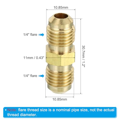 1/4" Man x 1/4" Man Messing Flare Union Connector, 2 st Gas Adapter Messing Buis Koppelende Pijp Past voor slangen Fitting