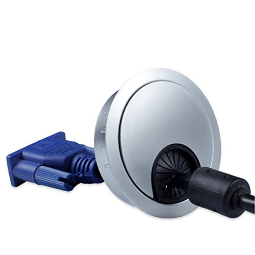 2x Metal Ronde Computer Bureau Transit Kabelgathoezen voor het beheer van kantoor- en computerapparatuur Bureau, Hole Dia 80mm