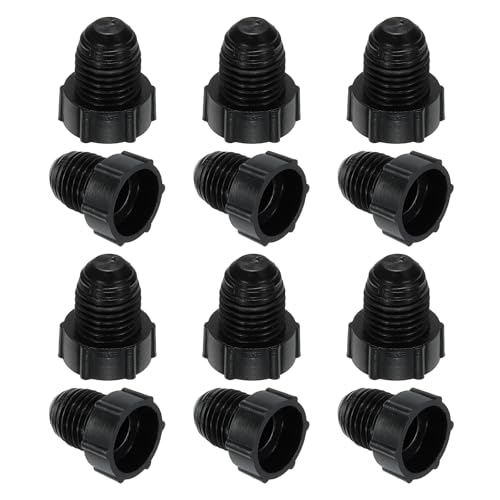 1/4" kunststof draad, 12 Pack 7/16-20UNF Man Thread 45 Degree SAE Flare Tube Fitting Valve Stop Plugs voor Airconditioning Pipe Gas Line Hydraulisch, Zwart