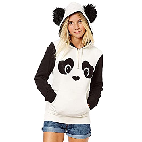Panda Hoodie Vrouwenhoodie 2021 Panda Fleece Hoodies Cute Panda Printed Long Sleeve Hoodie Panda Hoodie Long Sleeve Ears Hoodie voor Party Daily Wear