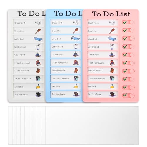 3 stuks to-do lijst checklists, kids karre grafiek, memo checklist boards, draagbare memo boards, dagelijkse planning planner met 10 blanco papier voor thuis, het leren van planning, herinnering