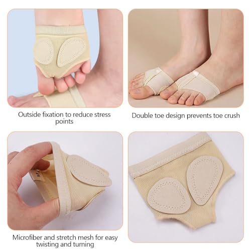 2 paar buikvoet strings lyrische schoenen sokken, anti-slip voet strings voor dans, buik Dans Toe Pad Bescherming Sokken, Comfortabel en elastisch, voor Jazz Ballet Modern Contemporary, Yoga, Gym(M) 5