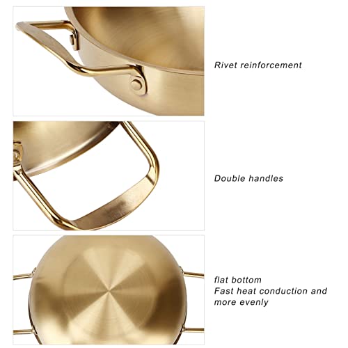 Koreaanse Pasta Pan, 26 cm, Koreaanse Windows, Dubbele Handvat, Koreaans Geel, Goud, Roestvrij staal, Multi-Purpose Stewpan, Keuken, Stewpan, Zeevruchten, Gasfornuis Pot, Quick 4