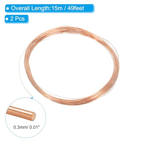 0,3mm x 49 Voeten Bonsai Training Draad Draad Stengels 99,9% Pure Koper Draad Koper, 2 Pack