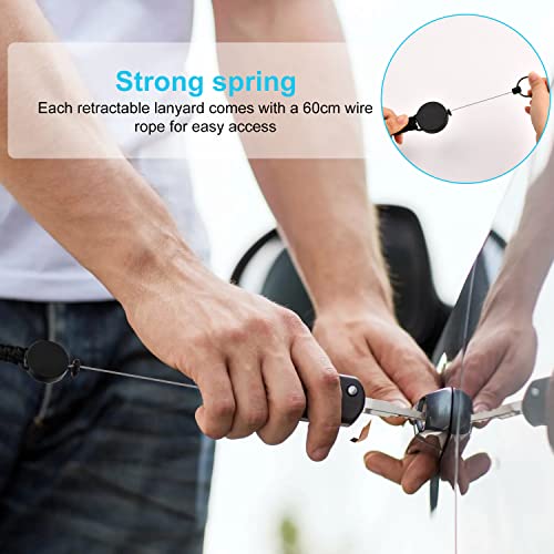 Intrekbare sleutelhanger staaldraad, 3 stuks Pull-Out Key Chain met stalen kabel 60cm, Pull-Out Key Chain, Badge Holder, Zwart, Intrekbare ID-kaarthouder voor leraar, Doctor, Verpleegster 5