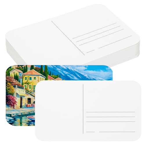 50 Vellen Aquarel ansichtkaarten, 100% Katoen 100 x 18 cm Blanco afgeronde hoeken Aquarelpapier Postkaarten Raw for Mailing Art Painting Drawing, 150lbs/300g/m2