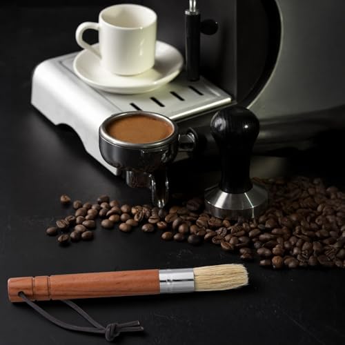 Natuurlijke Bristle Coffee Grinder Reiniging borstel met houten handvat, Espresso machine borstel Cleaner Tool voor Barista Startpagina Keuken Accessoires met hanglus 3