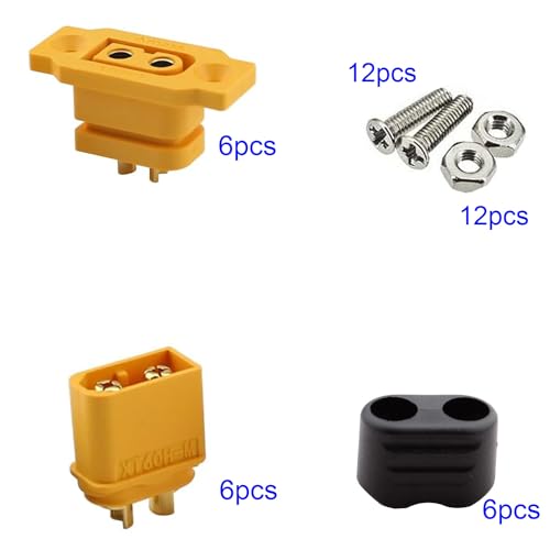 6 paar XT60E-F Socket hoge stroompluggen + XT60H plug met schroeven voor Lipo Batterij XT60 Plug 2-Pin voor RC FPV Lipo Batterij RC Quadcopter