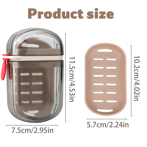 Draagbare Reiszeepkist, Zeepkist met Deksel Efficiënte Afvoer Lekvrije Afdichting Gemakkelijk Schoon te Maken Geschikt voor Reizen Douche Sportschool Kampen Buitenactiviteiten (Grijs)