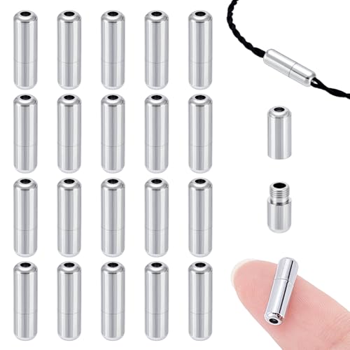 Verpakking van 20 Schroefsluiting, Lace Up Gesp, Afneembare Halsband sluiting, Pearl Barrel Connector, Lederen Cord End, voor sieraden maken armbanden, Kettingen, 13.5 x 4 mm