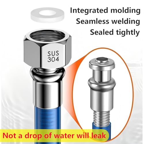 Flexibele buissluitingen, G1/2 Inch vrouwelijke draad, 40 cm, flexibele buis, golf roestvrij staal 304 buis waterverwarmer, slang voor badkamer, keuken, 2 stuks 5