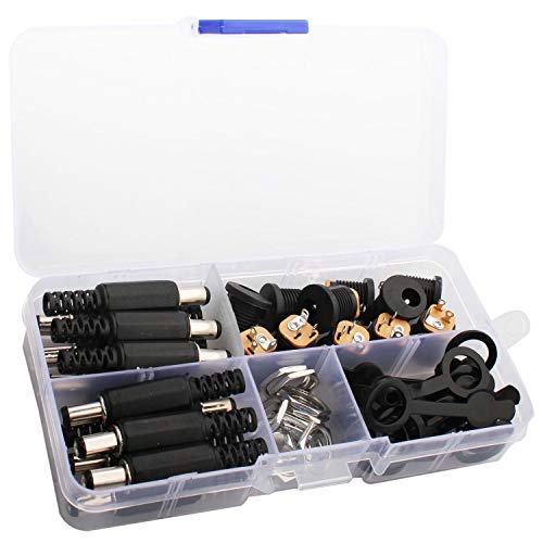 5.5MM x 2.5MM 12st Man DC Plug Solder Power Jack Adapter Connector 5.5MM x 2.5MM Vrouwelijke DC Power Jack 3Pin Panel Mount Connector+12 Pack stofdicht Plug