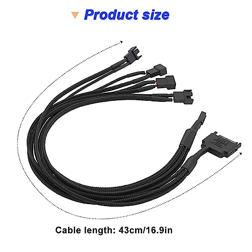 SATA tot 3 Pin Ventilator 4 Pin PWM Hub gevlochten kabelsplitter (30cm, Set van 2) 3