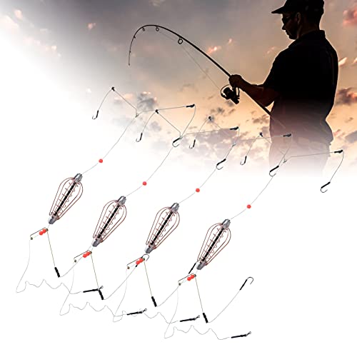 Vissen Bait Cage, 4-Piece met koperen lentemandje, Lure Feeder en haken - Premium Fishing Accessoires voor visliefhebbers