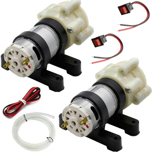 Diafragm Waterpomp 12V Mini Elektrische Waterpomp 1.5 - 1.8 L/Min, Zelfbegrensde Pomp DC12V voor Thee, Machine voor Aquarium, Vis Tank Fontein (2 PCS)