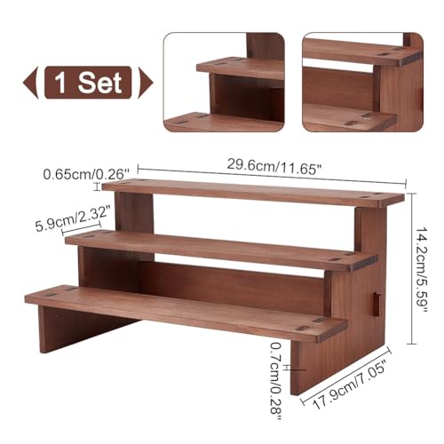 Houten presentatie met 3 niveaus, 17,8 x 29,7 x 14,2 cm, houten displaystandaard, parfum / cosmetica, figuurcollectie 3
