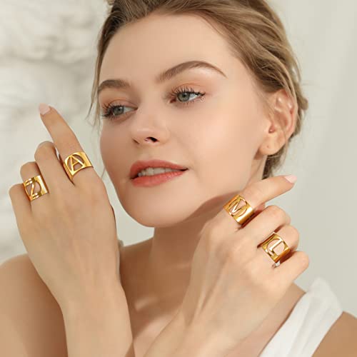 Juwelen goud vet eerste brief open ring Verstelbare, Vrouwen Verklaring Ringen Gepersonaliseerde Gegraveerde Signet Ring voor Dames voor Party