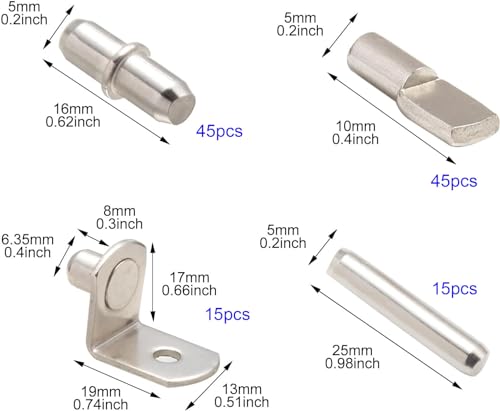120st 4 stijlen steunposten voor planken, plankhouders, voor meubels, kasten, boekenplanken, keuken, planken, 5mm, 6mm