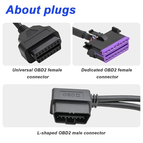 OBD2-OBD-II-Y Rechthoekige splitter uitbreidingskabel, OBD2--16 Pinplug aan dubbele OBD2--16 Pin Socket, Adapter Kabel (50cm) 5