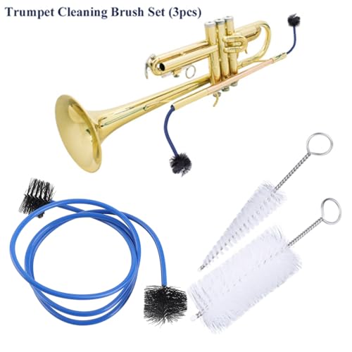 Trompet Care Kit, Trumpet Cleaning Brush Set, Trompet Eigenaar Care Accessoires met metalen handvat, lichtgewicht en draagbare 3