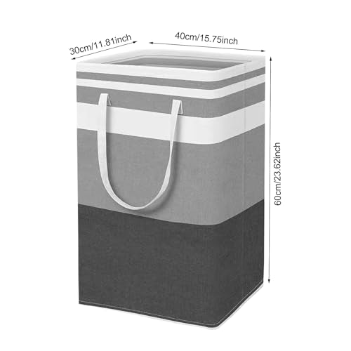 Opvouwbare wasserij verzamelaar, Pack van 2, 75L Wasmand, Opslagmand met versterkte handgrepen, Vrijstaande wasmand, Waszak, Wasmanden voor Slaapkamer, Badkamer, Slaapzaal, 60 x 40 x
