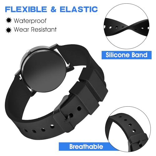 Pakket van 2 Siliconen horlogebandjes, 20mm Siliconen horlogebandjes met Quick Release Band, Siliconen horlogebandjes met Zwarte of Zilveren Roestvrij stalen riem 3