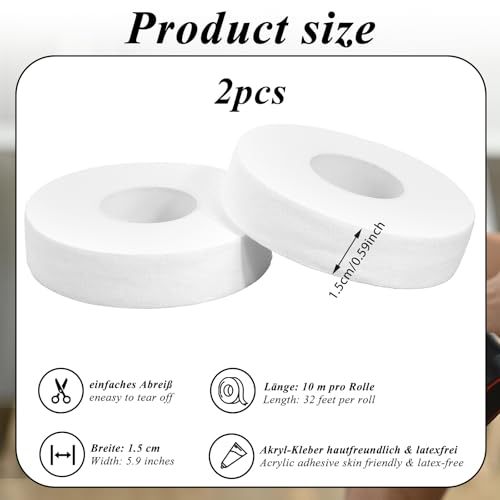 2 Rolls Sport Band, Kinesiologie Band 1,5cm x 10m, Kinesiologie Sport Band, Sport Band, Kleefsport Band, Kinesiologie Band, Huidvriendelijk, Waterdicht 5