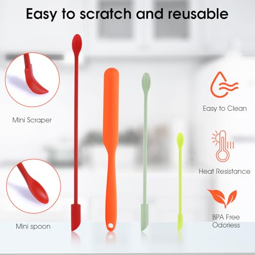 4 st Siliconen Spatula's, Cosmetics, Kleine Lepels, Siliconen Spatula, Dough Scraper, Narrow, Deugh Scraper, Siliconen Spatula, Makeup Food Spatula, Flessen 5
