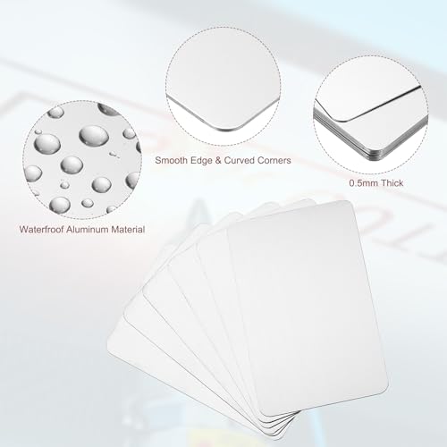 0.5mm Roestvrij stalen metalen Business Cards, 12 stuks Blanco naamkaart Laser Graveren voor DIY Cadeaukaarten, Zilver 3