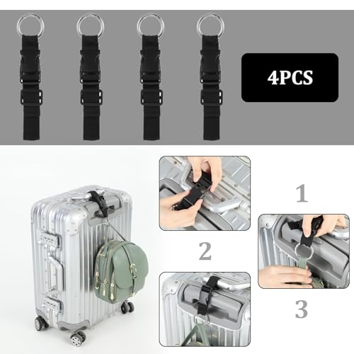 4 stuks Bagagebandjes, 4 maten, Bagagebandjes, Jasband, verstelbare Bagagehaak, Draagbare rugzak, Bagagebandje voor reizen en buitengebruik, Koffer Accessoires 5