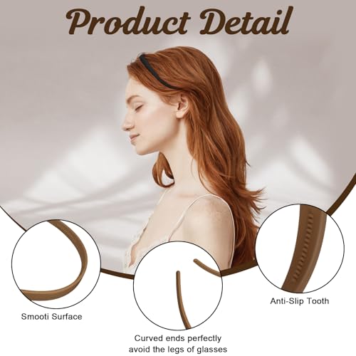 Verpakking van 3 hoofdbanden voor glazen, non-slip hoofdbanden voor glazen dragen, plastic Flex Geen druk haarband, haarband, plastic tanden Comb, tanden, haaraccessoires voor vrouwen en meisjes 5