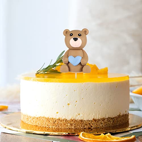 Teddy Bear Cake Toppers, 7x4.5cm Teddy Bear Cake Topper Bow Tie Teddy Bear Cake Decoraties voor Baby Douche Verjaardag Party Anniversary Decoration (Brown) 5