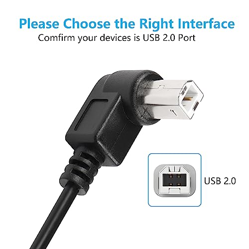 2 stuks Rechtse hoek USB-C Printer Kabels, 11.8 Inch USB B naar USB-C Plug voor Printer, MIDI Controller Scanner 3