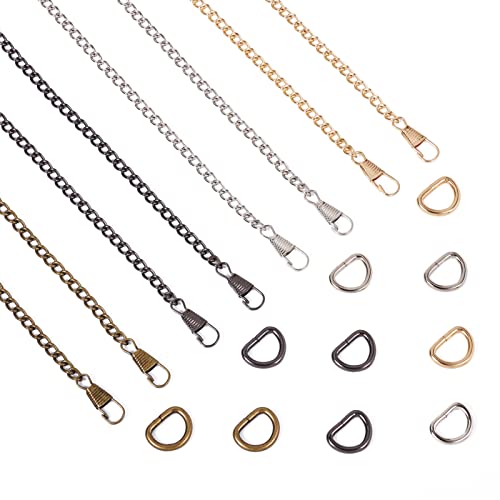 8 stuks tas ketting riemen ijzer Flat handtas kettingen vervanging met metalen sluitingen D ringen voor crossbody schoudertas tas tas koppeling 4 kleuren