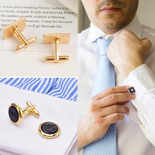 Mannen Manchetknopen, 4 paar Manchetknopen voor Mannen, Fashion Retro Striped Manchetknopen, Elegant Manchetknopen voor Mannen, Bruiloft Party Tuxedo, Shirts 5