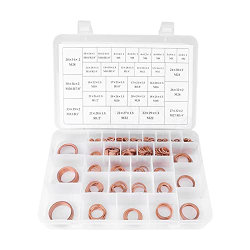 568 Pieces Plating Koperen Trays 30 Maten Koper Flat Sealing Box Assortiment Set, Koperen Tray Place Pakkingen Plastic Box