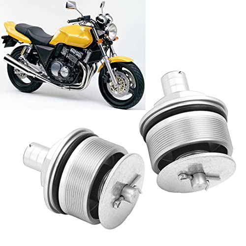 2 st Voorlaadvorkdop, 2 st Voorlaadvorkdop Metal Shock Absorber Richters Tube Bolts Hoesdeksel voor CB400 (Zilver) 4