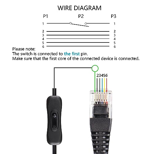 RJ12 telefoon uitbreiding Kabel 6P6C Plug naar bustelefoon Kabel vaste telefoonkabel met schakelschakelaar (1,5m) 3