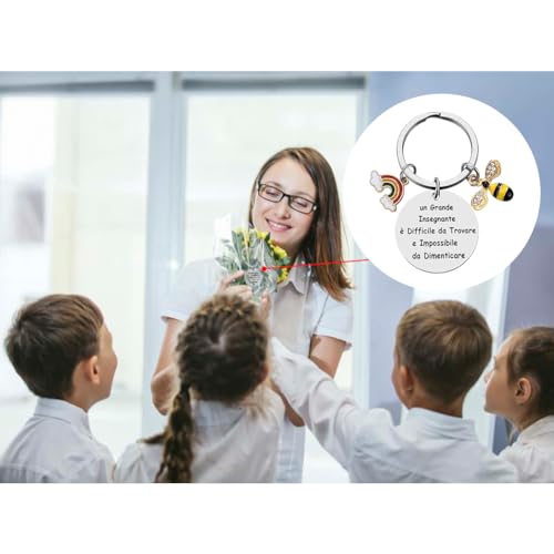 Meester Keychain, 6 stuks, Roestvrij staal Dank u Meester voor leraar, Professor Coach, Dank u Card Gift, Zilver, One Size, zilver, One size 3