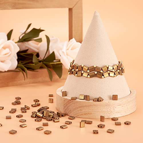 200st 2-Hole Galvanic Glazen Zaad Kralen Platte Tila Kralen Rechthoekige Spacer Kralen Goud Vergulde Carriage Kralen voor sieraden maken Multi-Strand Armbanden DIY 3