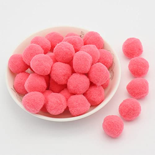 15mm ca. 144 st kleurrijke mini pompons voor het maken van vilten ballen kleurrijke pompon ballen kleine pompons pluizige pluche ballen voor het versieren decoreren naaien DIY creatieve handwerk, watermeloen rood