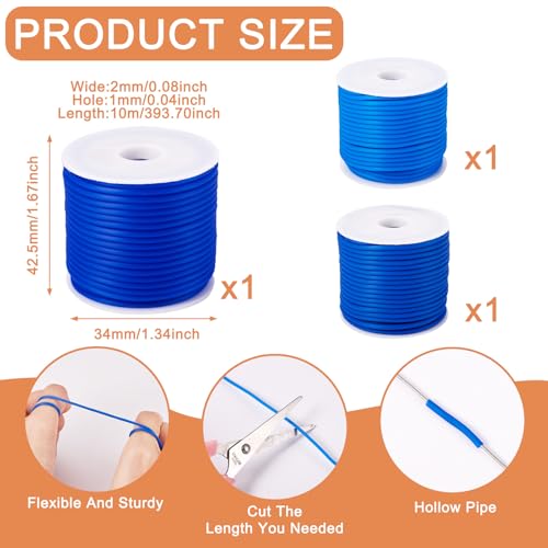 32,8 Yards 2mm Hollow Pipe Rubber Cords Blue Tubing Cords Barber sieraden koorden voor ketting Home Decoratie Brei armband Ornament Enkelbanden DIY Vrouwen Lanyard 4
