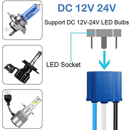 4Pcs H4 Connector Plug Keramische Lamp Fitting Adapter, HB2 9003 Bedrading Harnas Connector voor Car Truck Boat Marine Koplamp Mistlicht Retrofit 14AWG 4