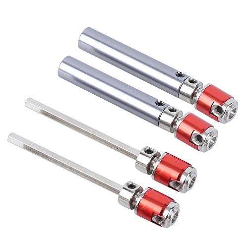 RC Car Drive Shaft, 2 Set metalen transmissie aandrijving Shaft upgrade delen Compatibel met Axial SCX10 D90 1/10 Model Car (Zilver Rood)
