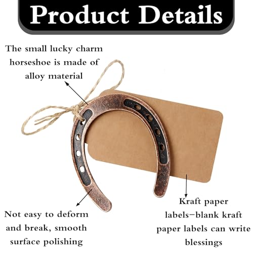 8 stuks hoefijzers gelukkige charme set, hoefijzer decoratie set, 6 x 7 cm, gelukkige charme, hoefijzer, geschenk met hennep touw, kraftpapier hanger, geschikt als een geschenk om goede wensen uit te drukken 3