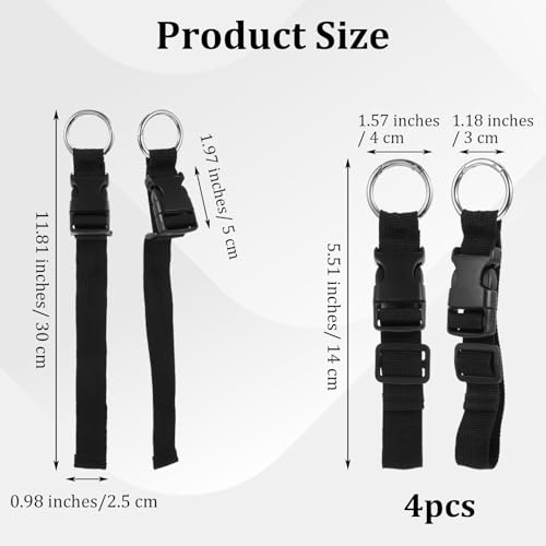 4 stuks Bagagebandjes, 4 maten, Bagagebandjes, Jasband, verstelbare Bagagehaak, Draagbare rugzak, Bagagebandje voor reizen en buitengebruik, Koffer Accessoires