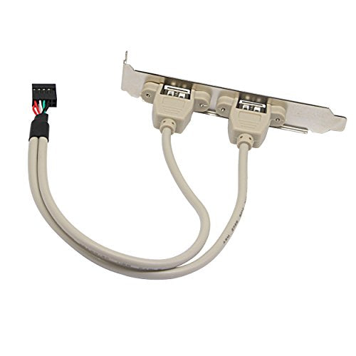 2 poorten USB 2.0 Verlengstuk achterpaneelhouder naar IDC Moederbord 9 Pin USB Kabelhostadapter 2-pack