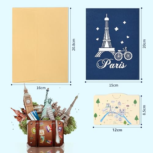 Pop-upkaart Parijs - Eiffeltoren - 3D Travel Voucher Cadeaubon voor Paris Trip of Huwelijksreis, Verjaardag Cadeaubon voor verjaardag, Frankrijk Vakantie Cadeaubon 4
